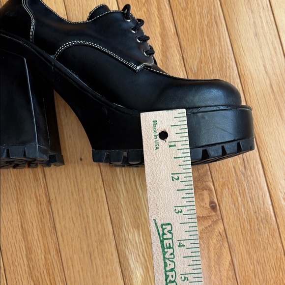 Vintage Y2K Black lace up Oxfords  Platform Chunky heel Grunge whimigoth SZ 9 - Picture 11 of 11